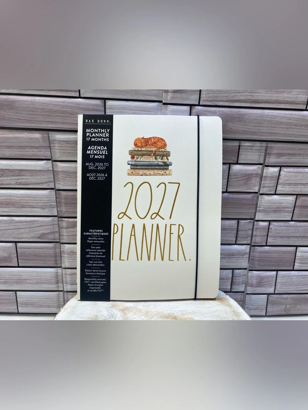 Rae Dunn ❤️2027 Monthly Planner 17-month  Cat & Books 9.5x7.5” NWT